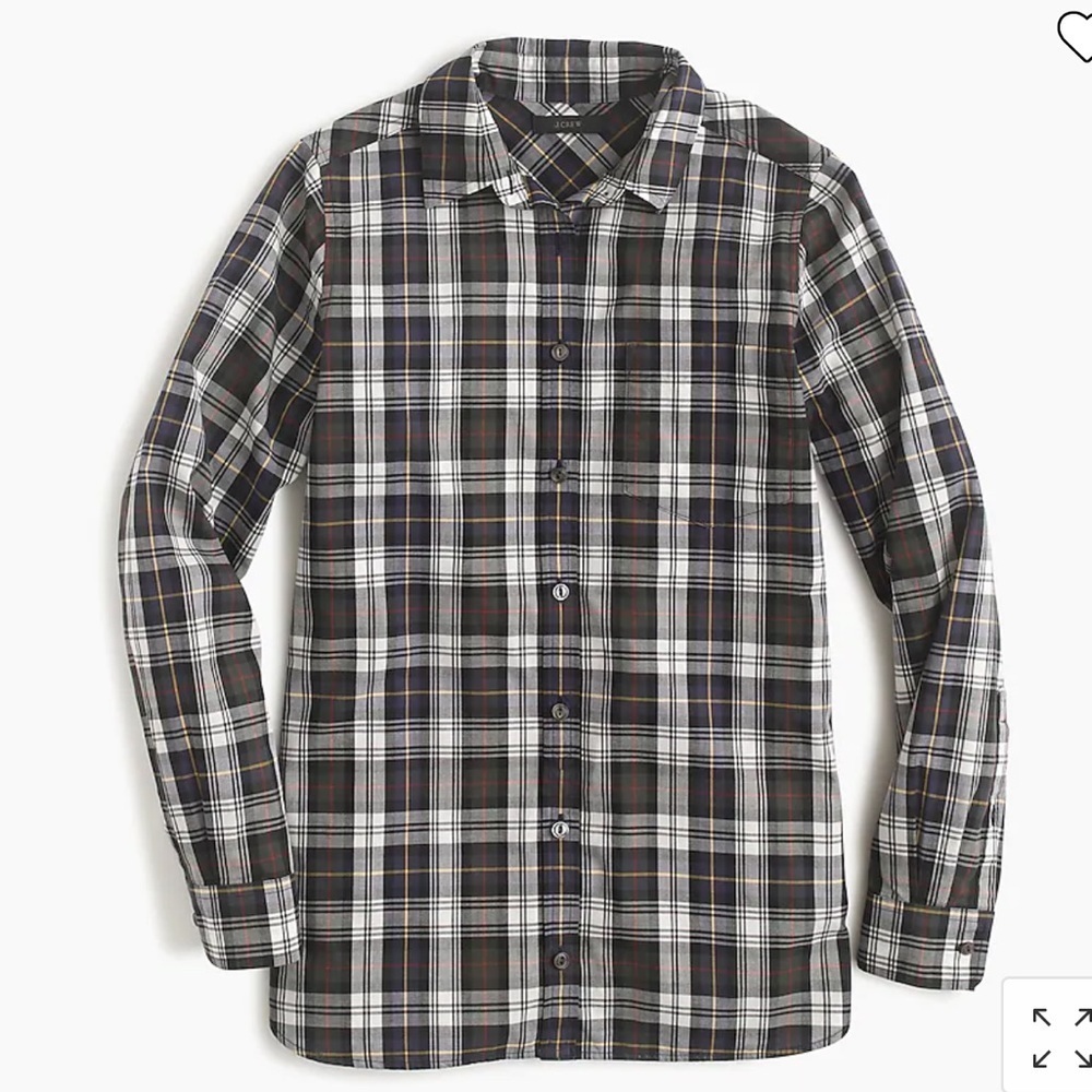 J.Crew Shrunken Boy Shirt in Forrest Plaid Size 00
